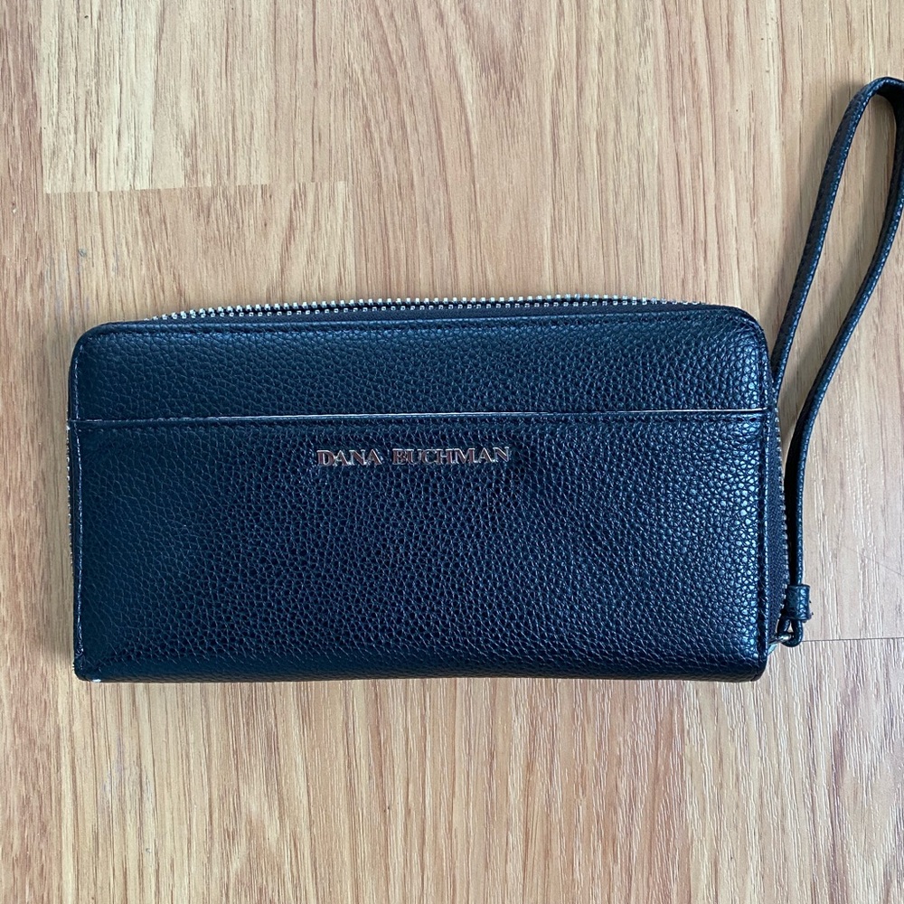 Black leather wristlet